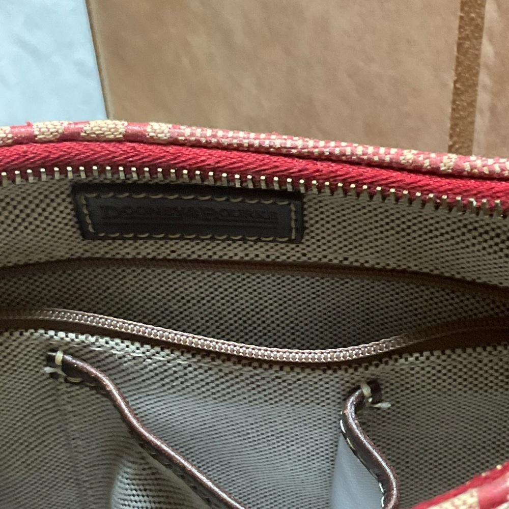 Dooney Bourke Small Signature Hobo Shoulder bag VTG RED Canvas mini bucket - Picture 7 of 11